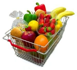 shopping basket for a healthy vegan lifestyle