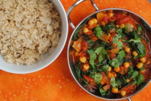 Fast Spinach Curry and Chickpeas