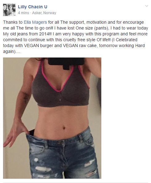 vegan fitness program testimonial by Lilly